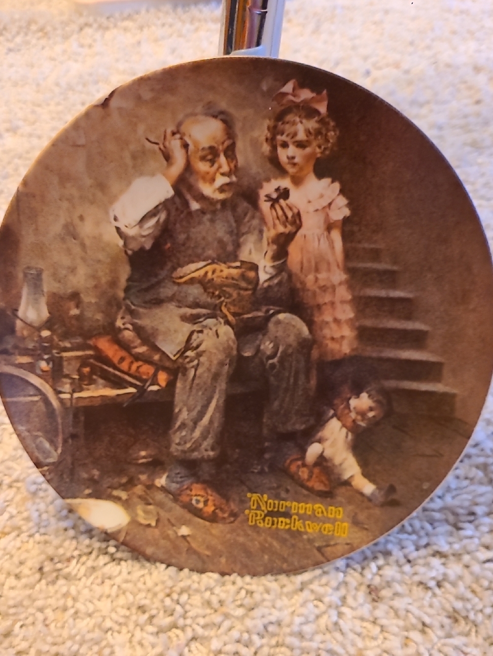 Norman Rockwell Knowles Ceramic Collector Plate in Cream and Black